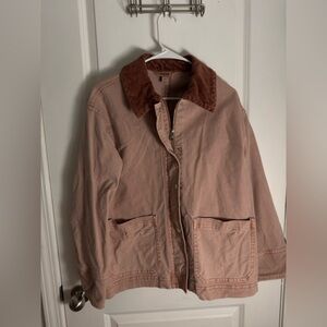 Old Navy Pink Barn Jacket with Brown Collar